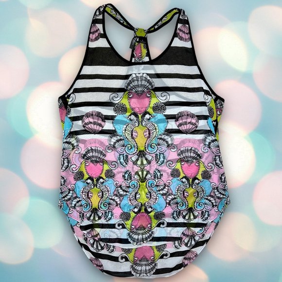 Bisou Bisou Women’s Striped Seahorse Racerback Tank Top Shirt Size S - Picture 1 of 3